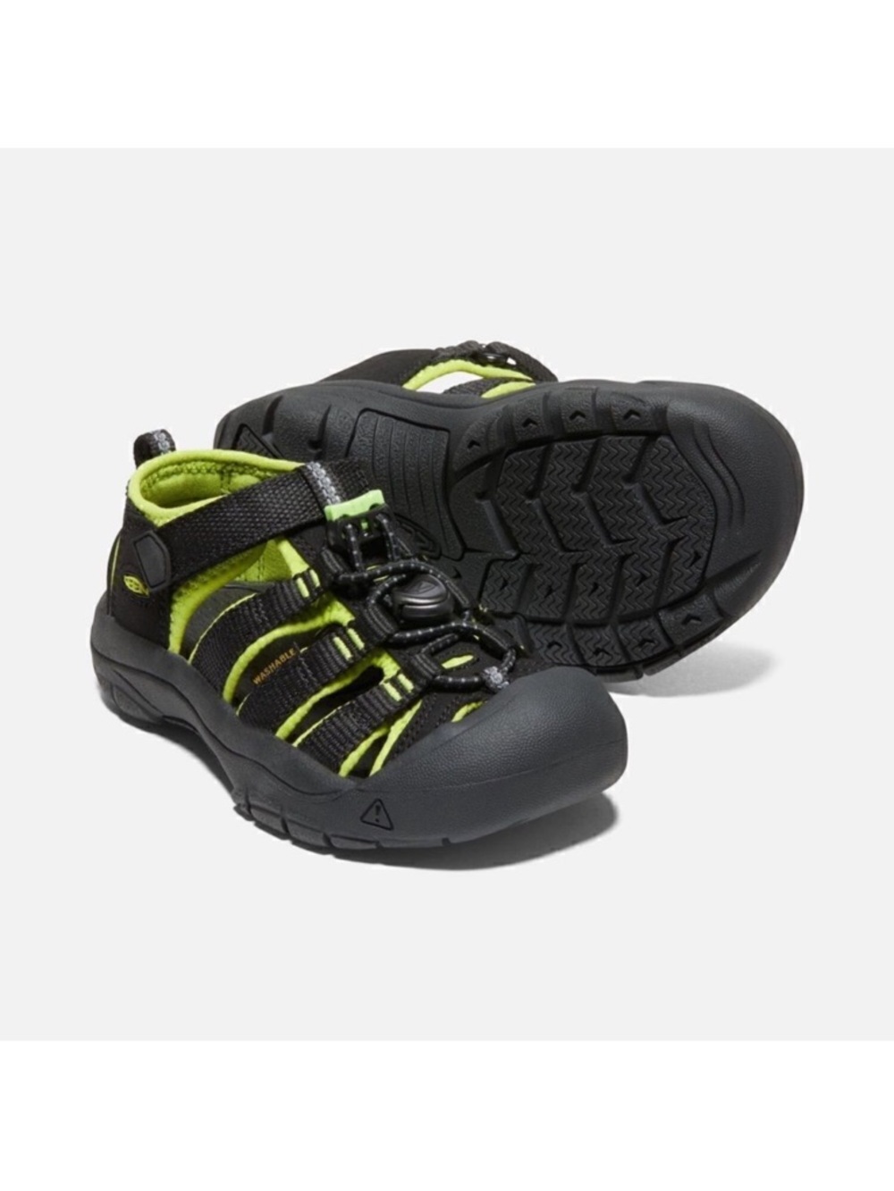 Keen Newport H2 slip on sandals in black/green